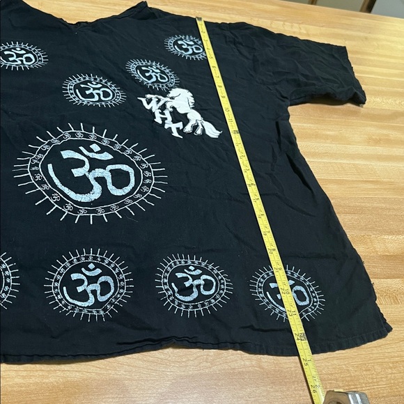 # 0821+ Unisex Yoga handmade T-Shirt W/ White Om Aum Symbols, & WHT Art Logo - Picture 3 of 5